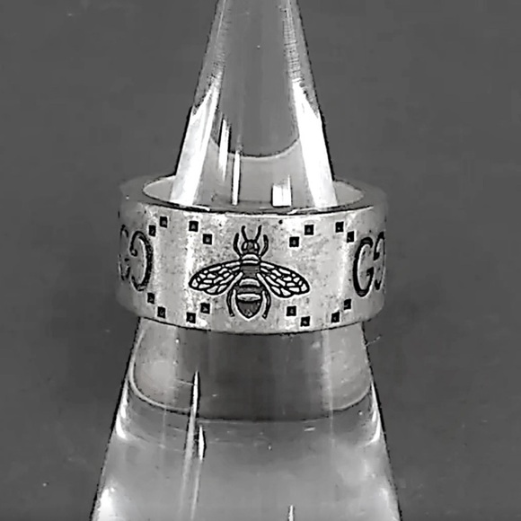 GUCCI GG Logo Bee Silver 925 Ring - Picture 1 of 6